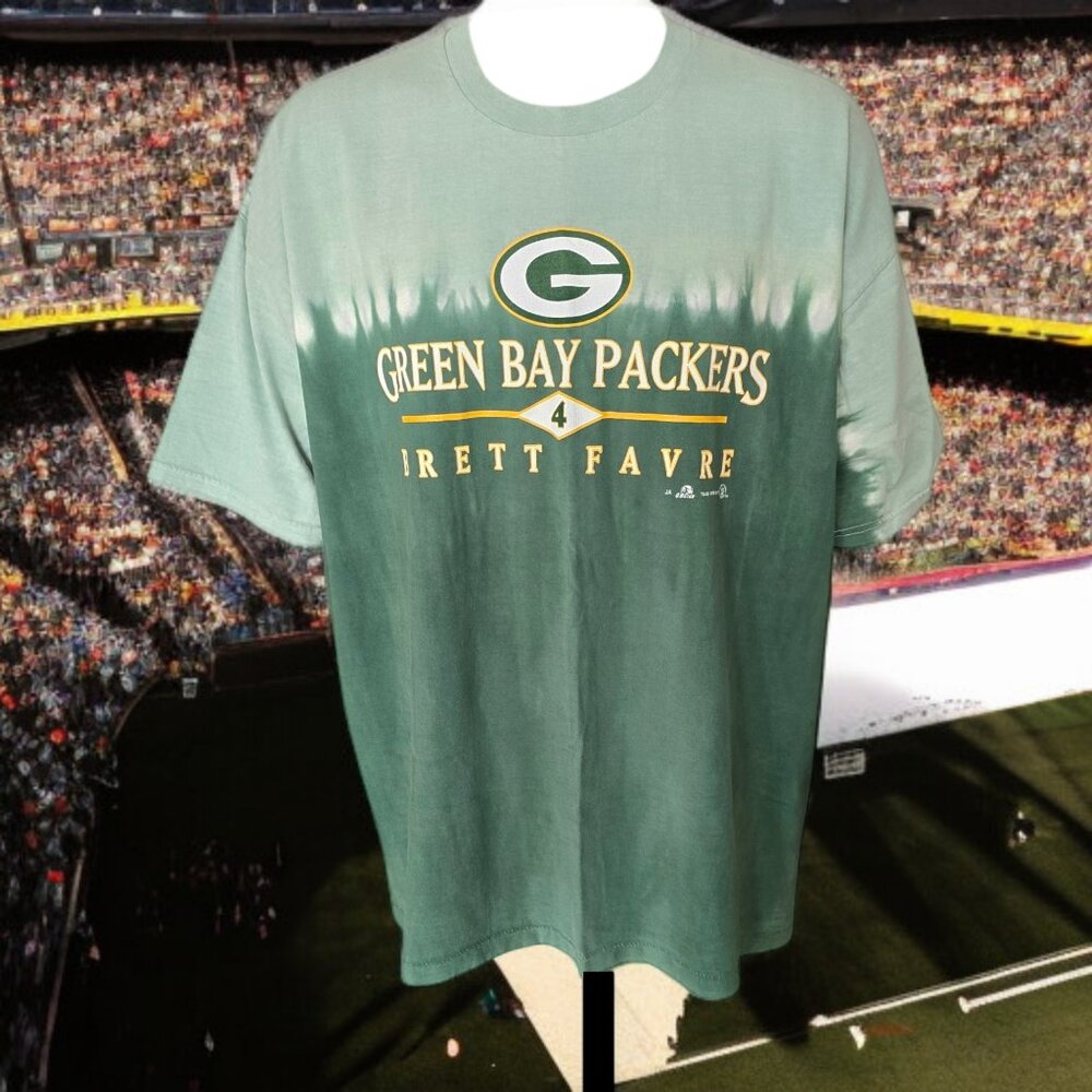 VINTAGE ALL SPORT (3X) BRETT FAVRE Tie Dye Green Quarterback Club 1990's